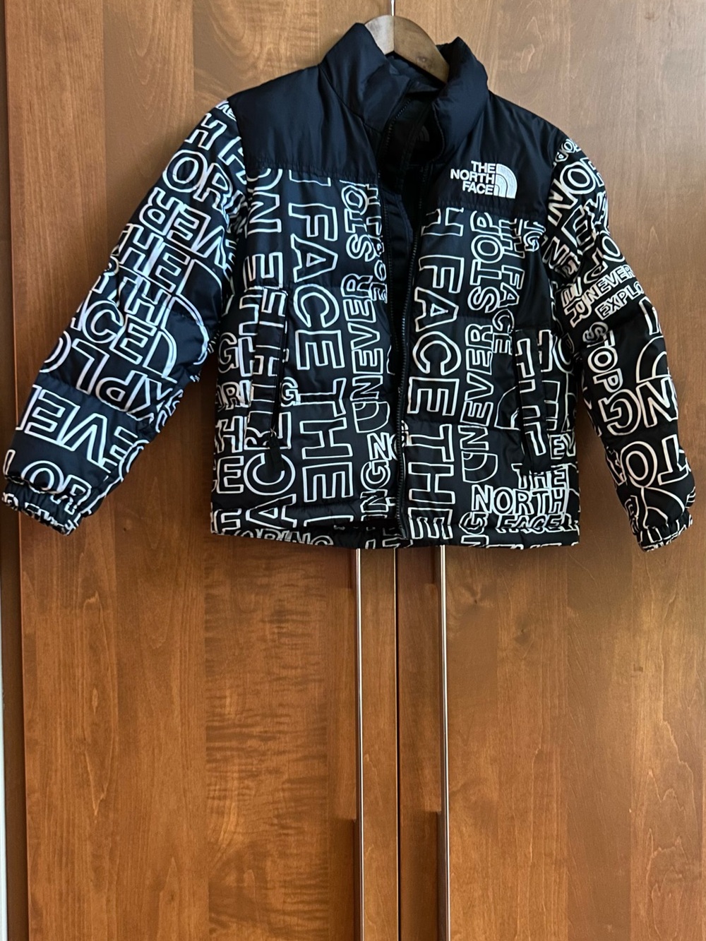 The North Face Retro 96 Nuptse Black Logo-Print Puffer Jacket-teen/adolescent 10